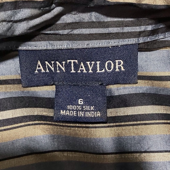 Ann Taylor Striped 100% Silk Wrap Blouse - Picture 9 of 16